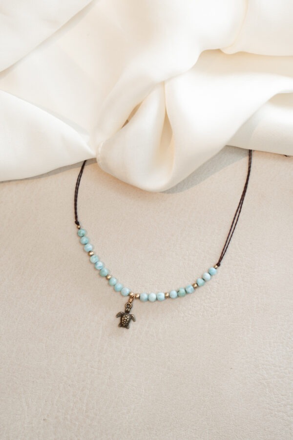 Larimar mit Schildkröte • Armband oder Fußband