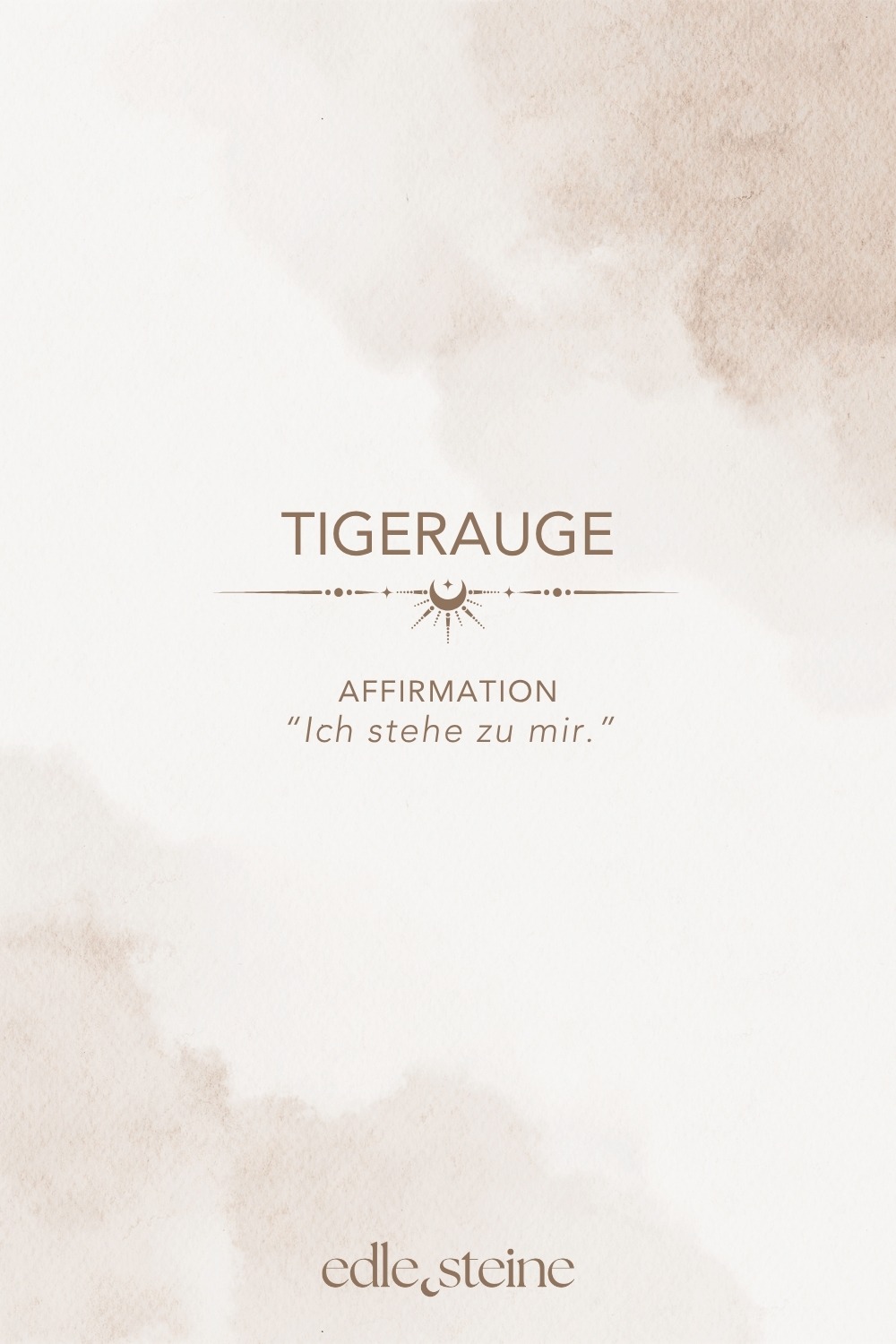 Grenzen setzten • Entschlossenheit • Selbstbewusstsein **Tigerauge – Der Edelstein der inneren Stärke und Klarheit** 🐅 *Ich stehe zu mir. Kraftvoll, klar und beschützt.* Tigerauge ist dein energetischer Begleiter, wenn du dich zentrieren und mutig durchs Leben gehen möchtest. Wie das Licht, das über seine goldbraune Oberfläche tanzt, bringt er Klarheit in Gedanken, Entscheidungen und dein Selbstbild. Er stärkt das Vertrauen in dich selbst, fördert deine Wachsamkeit und hilft dir dabei, in turbulenten Phasen Ruhe zu bewahren. Tigerauge schenkt dir Erdung und Entschlossenheit – und erinnert dich daran, dass du sicher bist, wenn du in dir selbst verankert bist. ✨ **Themen:** **Mental:** Schutz, Ich-Stärkung, Grenzen setzen, Wachsamkeit, Stimmung, Entschlossenheit, Intuition, Geborgenheit, innere Kraft, Selbstbewusstsein, Depressionen **Körper:** Motorik, Magen, Darm, Knochen, Atemwege, Kopf **Chakra:** Solarplexus, Wurzelchakra **Planet:** Sonne **Element:** Feuer **Sternzeichen:** Jungfrau, Zwillinge, Löwe, Widder, Stier, Skorpion, Schütze 🗿 **Mineralogische & historische Fakten:** Tigerauge ist eine goldbraune, faserige Variante des Quarzes, die durch Verwitterung von Krokydolith entsteht. Die schimmernde Lichtreflexion, auch „Chatoyance“ genannt, erinnert an das Auge einer Raubkatze und verleiht dem Stein seinen Namen. Schon in der Antike galt Tigerauge als Schutzstein gegen Flüche und den “bösen Blick”. In Afrika, Asien und im alten Rom trug man ihn als Talisman für Mut, Kraft und Weitblick. Heute ist er besonders in Phasen des Umbruchs und der Selbstfindung beliebt – als Stein, der dich erdet und stärkt. **Wusstest du schon?** Tigerauge wurde von Kriegern getragen, um Mut und strategische Klarheit im Kampf zu bewahren. In der Meditation soll er helfen, das „dritte Auge“ mit dem Bauchgefühl zu verbinden – für geerdete Intuition. **Reflexionsfrage:** Wo wünsche ich mir mehr Standfestigkeit und innere Klarheit? **Affirmation:** Ich stehe zu mir. Kraftvoll, klar und beschützt. **Meditation:** Setze dich aufrecht hin und lege ein Tigerauge auf deinen Solarplexus. Atme tief in deinen Bauch und stelle dir vor, wie goldenes Licht deinen Körper durchströmt. Es sammelt sich in deiner Körpermitte und breitet sich von dort aus – stabil, ruhig und kraftvoll. Spüre, wie dein inneres Feuer erwacht und dir Sicherheit schenkt. Lass das Gefühl der Stärke in dir wachsen, mit jedem Atemzug.