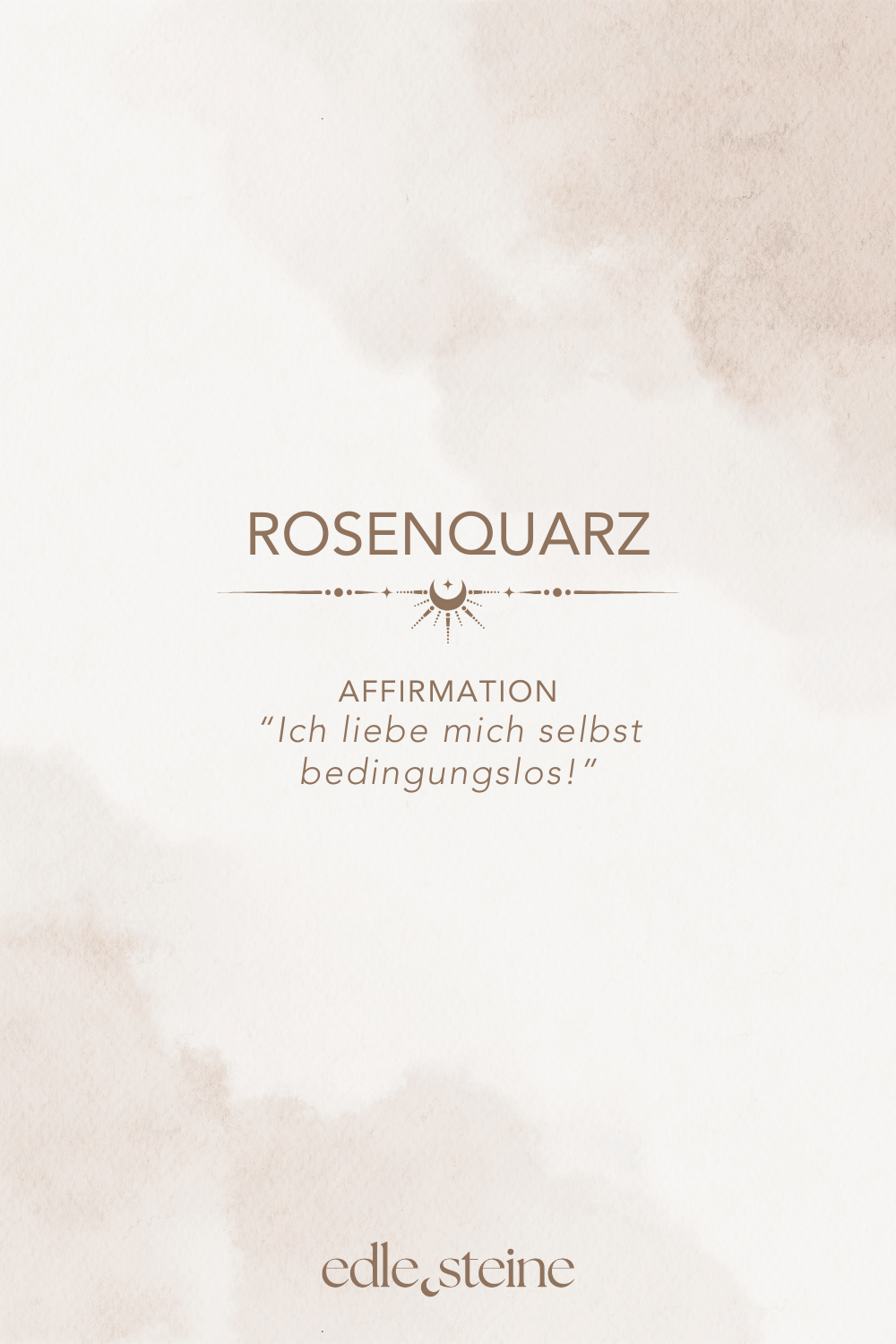 **Rosenquarz – Selbstliebe • Harmonie • Neubeginn** **Rosenquarz – Der Edelstein der Selbstliebe und Sanftheit** Rosenquarz ist ein liebevoller Begleiter, wenn du dich mit deinem Herzen verbinden möchtest. Er hilft dir, deine Bedürfnisse wahrzunehmen und Mitgefühl für dich selbst zu entwickeln. Gerade in emotional herausfordernden Zeiten erinnert er dich daran, dass du es wert bist, geliebt zu werden – auch und vor allem von dir selbst. Seine sanfte Energie öffnet dein Herz für Selbstfürsorge, Verbundenheit und zärtliche Gefühle. Er beruhigt das Nervensystem und unterstützt dich dabei, dich in deinem Körper wohlzufühlen – mit allem, was du bist. **Eigenschaften:** Mental: Liebe, Bedürfnisse erkennen, Trost, Selbstbewusstsein, Empathie, Einfühlungsvermögen, Harmonie, Verzeihung, Sinnlichkeit, Selbstliebe, Loslassen, Neubeginn und innere Ruhe. Körper: Blut, Kreislauf, Schlaf, Fruchtbarkeit, Herz, Kopfschmerzen, Gebärmutter, Hoden, Haut Chakra: Wurzelchakra und Herzchakra Planet: Venus Element: Wasser Sternzeichen: Widder, Stier, Zwillinge, Krebs, Waage, Schütze und Fische **Affirmation:** Ich bin gut, so wie ich bin, und erlaube mir, meine Bedürfnisse liebevoll wahrzunehmen. **Reflexion:** Was brauche ich gerade wirklich – körperlich, emotional oder seelisch? **Ritual:** Zünde eine Kerze an, mach dir einen Tee und kuschel dich ein – nimm dir bewusst Zeit für dich. Halte deinen Rosenquarz in der Hand, lege die andere Hand auf dein Herz und atme tief ein und aus. Frage dich: „Was brauche ich heute wirklich?“ Vielleicht kommen Gefühle, Erinnerungen oder nur Stille. Alles ist willkommen. Denk an etwas, das dir in traurigen Momenten guttut – eine Umarmung, Musik, ein Spaziergang, dein Lieblingsbuch. Verbinde genau dieses Gefühl mit deinem Rosenquarz. Lass ihn bei dir ruhen – auf deinem Herzen oder unter dem Kopfkissen. Er erinnert dich daran, was dir guttut – und dass du dich liebevoll halten darfst. **Mineralogische & historische Fakten:** Rosenquarz ist eine Varietät des Minerals Quarz (SiO₂) und verdankt seine zarte rosa Farbe fein verteilten Spuren von Titan, Mangan oder Eisen. Er ist meist milchig-trüb, manchmal auch leicht durchscheinend. Aufgrund seiner sanften Färbung wird er oft dem Herzen und der inneren Heilung zugeordnet. Bereits in der Antike wurde Rosenquarz als **Stein der Liebe** verehrt – in Ägypten glaubte man, dass er Jugend und Schönheit schenkt. Auch in Griechenland und Rom wurde er als Symbol der Versöhnung und des Vertrauens eingesetzt. Heute ist Rosenquarz weltweit beliebt – sowohl in der Edelsteintherapie als auch als Schmuckstein – und gilt als einer der wichtigsten Begleiter für emotionale Heilung, Selbstannahme und innere Harmonie.