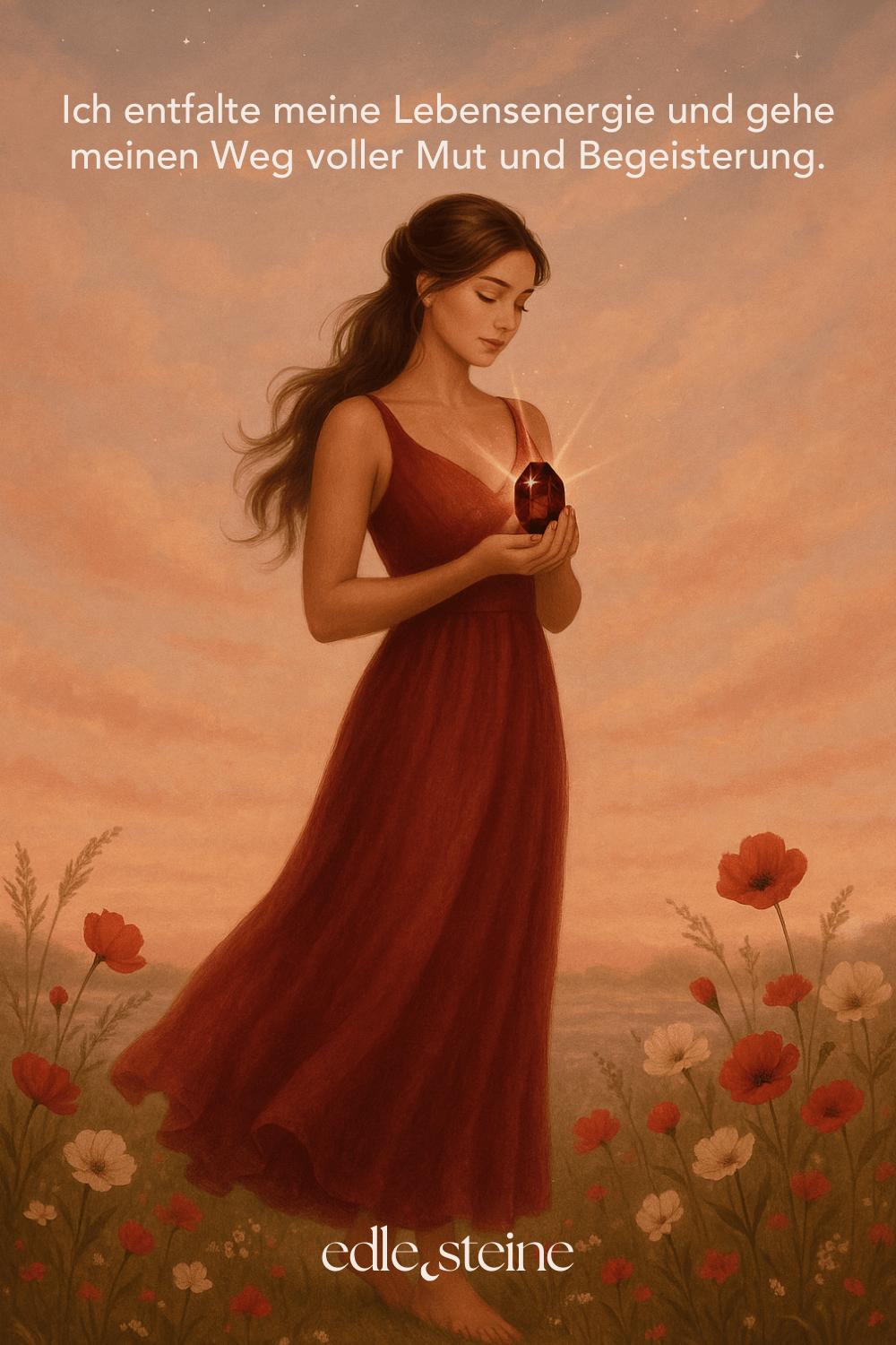 Granat: Lebensfreude • verbindet Seelen • Selbstüberwindung ## **Granat – Der Edelstein der Leidenschaft und Lebensenergie** ## **🔥❤** **Ich entfalte meine innere Kraft und gehe mutig meinen Weg.** Der Granat ist ein Feuerfunke für Körper und Seele – er weckt deine Lebenslust, schenkt dir Energie und erinnert dich an deine innere Stärke. Er unterstützt dich dabei, Hürden zu überwinden, dich selbst treu zu bleiben und deine Ziele mit Leidenschaft zu verfolgen. In Beziehungen vertieft er die Verbindung zwischen Seelen, stärkt Vertrauen und belebt die Sinnlichkeit. Seine kraftvolle Energie macht ihn zu einem treuen Begleiter in Zeiten, in denen du Mut, Tatkraft und Lebenskraft brauchst. **✨ Themen:** - **Mental:** Freundschaft, Aufmunterung, Energie, Lebenskraft, Lebensfreude, Liebe, Leidenschaft, Impulsivität, Selbstüberwindung, verbindet Seelen, Erinnerung - **Körper:** Fruchtbarkeit, Herz, Libido, Leber, Nieren - **Chakra:** Wurzelchakra, Solarplexus - **Element:** Feuer - **Sternzeichen:** Widder, Skorpion, Fische, Löwe - **Planet:** Mars **🗿 Mineralogische & historische Fakten:** Der Granat ist ein Sammelbegriff für eine Gruppe von Silikatmineralen, die seit der Antike als Schmuck- und Schutzstein geschätzt werden. Sein Name leitet sich vom lateinischen „granum“ (Korn) ab, inspiriert von seiner Ähnlichkeit zu Granatapfelkernen. In vielen Kulturen galt er als Symbol für Treue, Stärke und Schutz auf Reisen. Seine tiefe rote Farbe wird mit Leidenschaft, Mut und Lebenskraft in Verbindung gebracht.