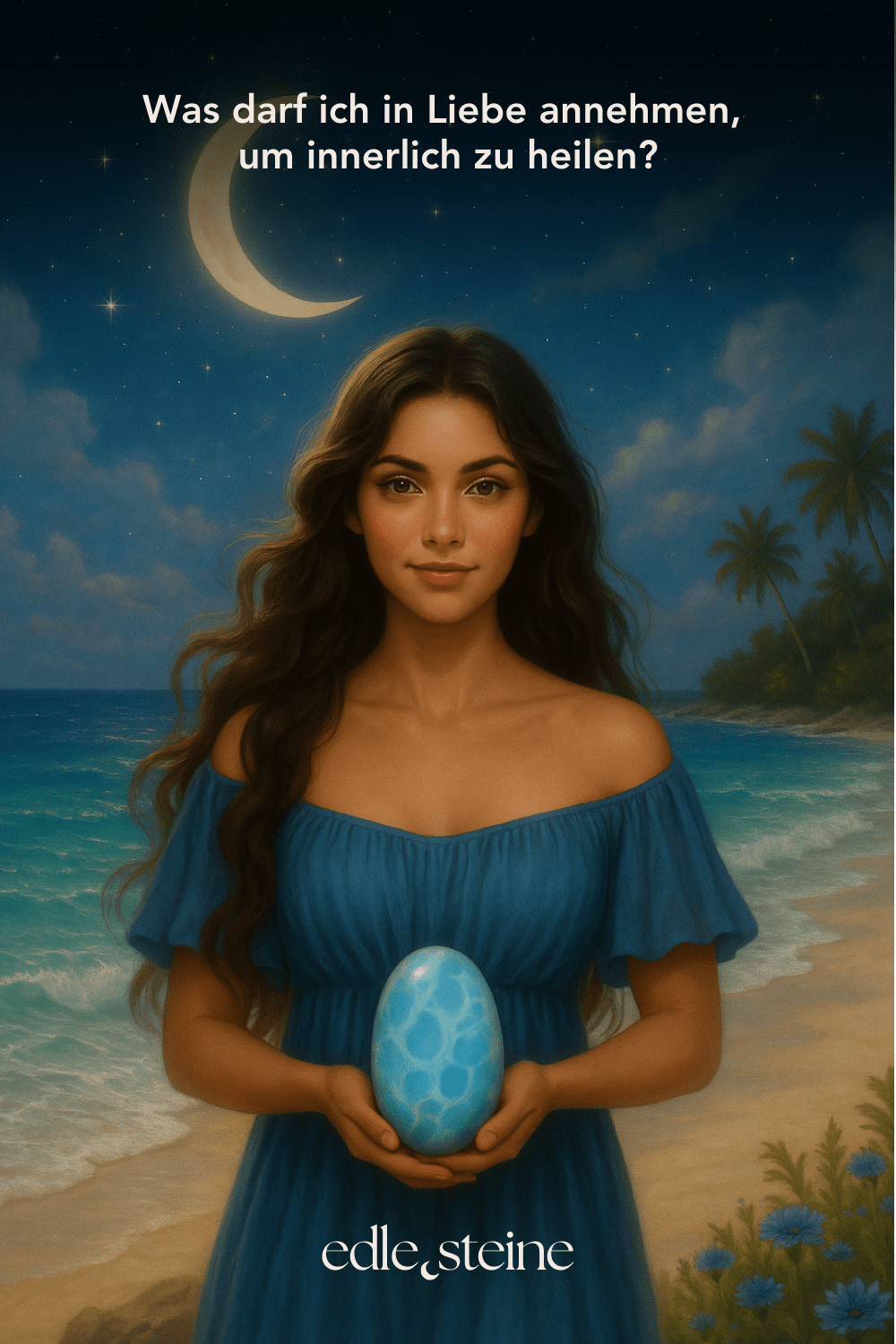 Verbindung Geist und Körper • Perspektive • innere Ruhe **Larimar – Der Edelstein des Friedens und der Selbstheilung 🌊** *Ich finde Frieden in mir und öffne mich für innere Heilung.* Der Larimar wirkt wie eine sanfte Meeresbrise – kühlend, klärend und tief beruhigend. Inmitten emotionaler Wellen hilft er dir, wieder in deine Mitte zu finden und loszulassen, was dich belastet. Seine Energie lädt dich ein, anzunehmen, was ist – ohne Widerstand, mit Weichheit und Vertrauen. Dieser seltene Edelstein fördert Perspektivwechsel, spirituelles Wachstum und unterstützt dich dabei, die Verbindung zwischen Körper und Geist wieder zu entdecken. Besonders in stressreichen Phasen wirkt er wie ein Anker, der dich sanft zurück in die innere Ruhe holt. Er erinnert dich daran, dass du dir selbst vertrauen darfst – in deinem Tempo, mit deiner Wahrheit. ✨ **Themen** **Mental:** Frieden, Emotionen, Spiritualität, spirituelles Wachstum, Annahme, Perspektivwechsel, Selbstbestimmung, Wahrnehmung, Verbindung Körper & Geist, Wachstum, Klarheit, Sensibilität, innere Ruhe, Gelassenheit **Körper:** Atemwege, Haut, Schilddrüse, Stress Management, Denken, Selbstheilung **Chakra:** Halschakra **Element:** Wasser **Sternzeichen:** Löwe, Krebs, Zwillinge, Fische 🗿 Mineralogische & historische Fakten Larimar ist eine seltene, hellblaue Varietät des Minerals Pektolith, die ausschließlich in der Dominikanischen Republik vorkommt. Seine Farbe erinnert an tropisches Meerwasser und entsteht durch Kupfer-Einlagerungen. Der Name „Larimar“ setzt sich aus dem Namen der Tochter des Entdeckers (Larissa) und dem spanischen Wort für Meer („mar“) zusammen – ein Symbol für Sanftheit und Weite. Wusstest du schon? Der Larimar wurde erst in den 1970er Jahren entdeckt und gilt seitdem als Symbolstein für das Karibikparadies. Aufgrund seiner beruhigenden Schwingung wird er oft als „Stein des atlantischen Lichts“ bezeichnet – in Anlehnung an das sagenumwobene Atlantis. 🌀 Reflexionsfrage *Was darf ich in Liebe annehmen, um innerlich zu heilen?* 🌀 Affirmation *Ich finde Frieden in mir und öffne mich für innere Heilung.*