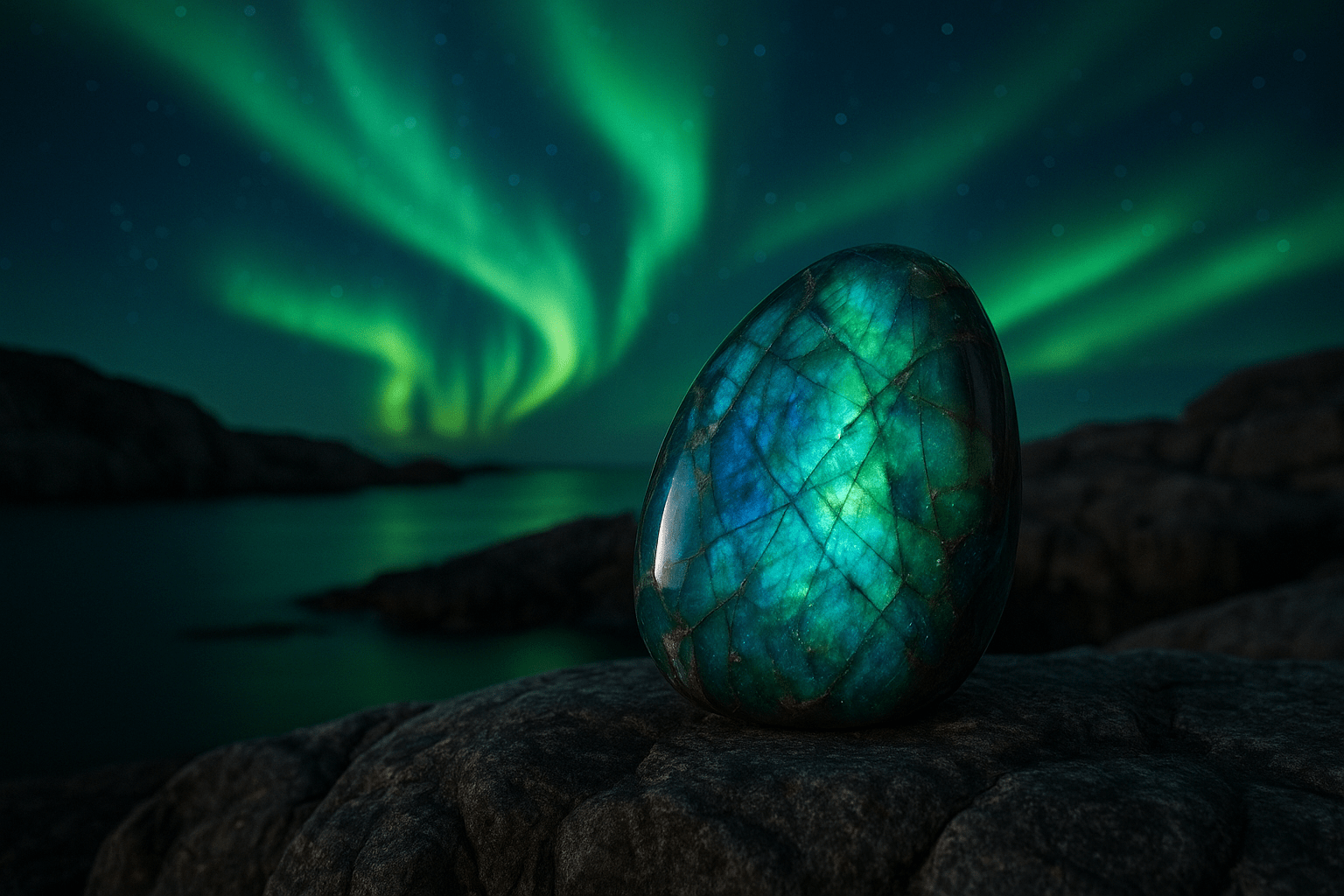 Labradorit Reflektion • I≈ntuition • Medialität Labradorit – Der Illusionist der Intuition! 💎 Denk daran, der Labradorit sieht von jedem Blickwinkel und Lichteinfall anders aus.  Labradorit Eigenschaften: Mental: Stärkt Intuition, Kreativität, Fantasie, emotionale Erinnerungen, hilft bei der Auflösung karmischer Belastungen, Transformation, Ruhe, in die eigenen Gefühle zu investieren, Visionen und Vertrauen. Körper: Selbstheilung, Herz, Nieren, Wetterfühligkeit, Atemwege und Wirbelsäule. Chakra: Alle Chakren. Planet: Mond. Element: Wasser. Sternzeichen: Widder, Krebs, Schütze, Wassermann und Fische. Mineralogische & Historische Fakten: Labradorit ist ein Feldspat-Mineral (Ca(Al,Si)₂Si₂O₈) und bekannt für sein faszinierendes Farbspiel, die sogenannte Labradoreszenz. Diese schillernden Lichtreflexe entstehen durch die Brechung des Lichts an feinen Schichten im Kristall. Der Stein wurde erstmals 1770 auf der Halbinsel Labrador in Kanada entdeckt und nach seiner Fundstätte benannt. In der Mythologie der Inuit galt Labradorit als das verfestigte Nordlicht, das einst in den Stein eingeschlossen wurde. Labradorit wird als Schutzstein geschätzt, der negative Energien abwehrt und gleichzeitig die Verbindung zu den höheren Ebenen stärkt. Er fördert Intuition, Kreativität und Selbstvertrauen und wird oft bei spirituellen Praktiken eingesetzt, um Visionen und Medialität zu unterstützen. Details zu den Handschmeichlern: Die Größe findest du in der Produktbeschreibung, ca. 31-58mm lang