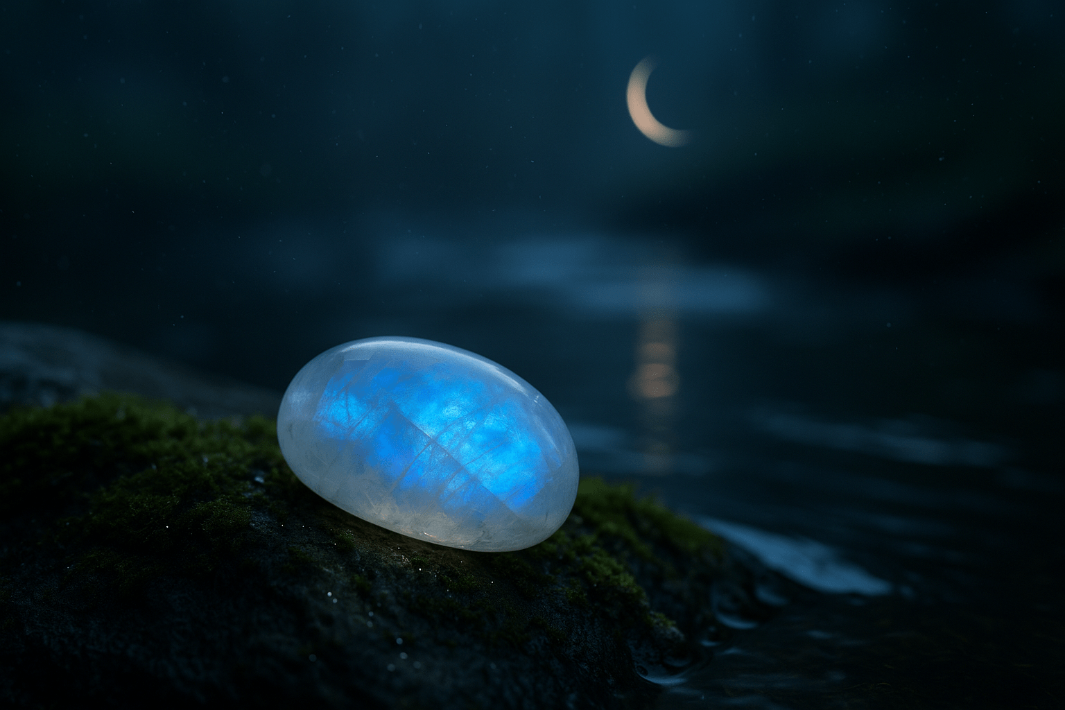 ✨ Themen: Mental: Selbstwert, Offenheit, Einfühlungsvermögen, Kreativität, Inspiration, Fokus, Gefühlsausdruck, Gefühle, Wachstum Körper: Hormone, Zyklus, Hormonhaushalt, Menstruation, Schwangerschaft, Schlaf, Körpergefühl, Kreislauf, Stressmanagement Chakra: Kronenchakra, Drittes Auge Planet: Mond Element: Wasser, Kosmos Sternzeichen: Krebs, Fische, Wassermann 🗿 Mineralogische & historische Fakten: Obwohl er „Labradorit“ heißt, zählt der Regenbogenmondstein mineralogisch zu den weißen Varietäten des Orthoklas-Feldspats, oft mit schimmernden blauen bis regenbogenfarbenen Lichtreflexen – einem Phänomen namens Adulareszenz. In vielen Kulturen galt er als heilig, insbesondere für Frauen: Der Stein soll den Zugang zur inneren Weisheit und Intuition öffnen und wird seit Jahrhunderten mit dem weiblichen Zyklus und den Mondphasen in Verbindung gebracht. Reflexionsfrage: Wie fühle ich mich heute – körperlich, emotional, zyklisch? Affirmation: Ich bin verbunden mit meinem Körper, meinen Gefühlen und meinem inneren Rhythmus. Meditation: Halte den Stein auf Höhe deines Unterbauchs oder lege ihn sanft auf dein Herz. Schließe die Augen. Spüre in deinen Körper. Mit jedem Atemzug wirst du ruhiger, weicher. Stell dir vor, wie eine silberne Welle durch dich fließt – rhythmisch, kraftvoll und sanft zugleich. Du bist ganz bei dir.