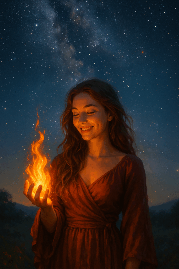 🔥 FEUER – Energie, Transformation & Leidenschaft Feuer ist das, was dich antreibt. Es bringt dich in Bewegung, lässt dich brennen für deine Ideen und verleiht dir Mut, wenn du vor neuen Schritten stehst. Es ist auch das Element der Veränderung – unkontrollierbar, wild, aber voller Kraft. Sternzeichen: Widder, Löwe, Schütze Edelsteine: Rubin & Granat Fähigkeiten: Leidenschaft, Intuition, Wärme Körperbereiche: Kopf, Augen, Verdauung Farbe: Rot Chakra: Solarplexus 💬 „Ich folge meinem inneren Feuer.“