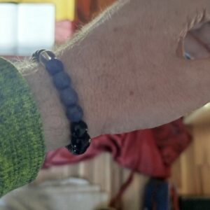 Herrenarmband Dumortierit, Turmalin und Bergkristall